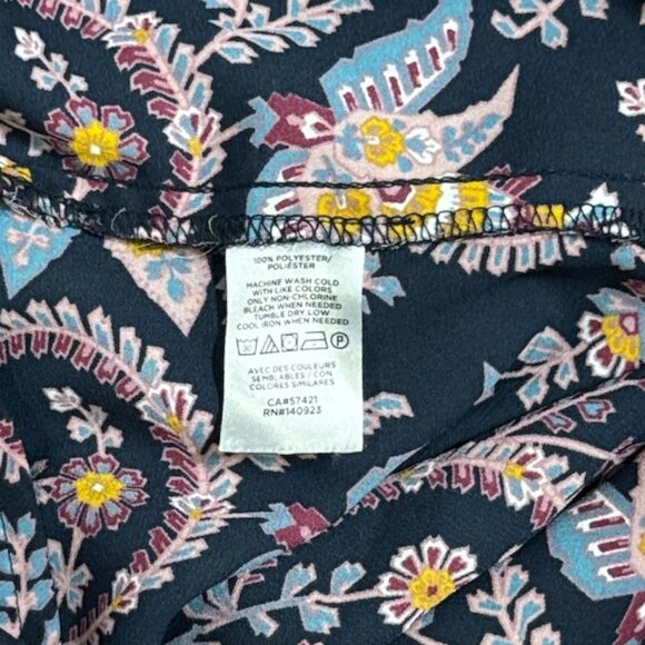 NEW LOFT Top Womens Long Sleeve Floral Print Blouse M Navy Multi-Color Loose Fit - Picture 7 of 9